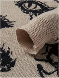 New American Trendy Men Sweater High Street Dark Eyes Printed Knit O Neck Long Sleeve Pullover Casual Loose High Street Knitwear