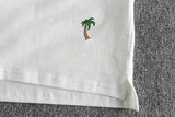 Simple Cartoon Embroidery Polo Shirt Large Size American Retro Casual Lapel Half Button Shirt Summer Youth Short-sleeved Top