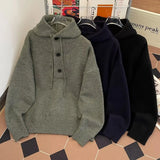 American autumn and winter men and women trendy personalized hooded sweater for couples loose retro knitted casual Harajuku top