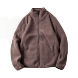 American Warm Fleece Sweatshirt Imitation Lamb Velvet Coat Korean Autumn Winter Men's Thickened Simple Zipper Up Lapel Jacket