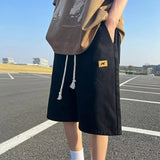 Men Basic Loose Outdoor Sports Casual Shorts Male Daily Knee Lenght Denim Short Pants Straight Wide Leg Wash Summer Short Jeans