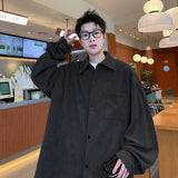 2025 Autumn Winter New Mens Long Sleeve Casual Corduroy Shirt Square Collar Loose Fit Classic Fashion Trendy Outdoor Comfort