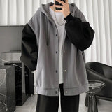 Hong Kong Wind Leisure Cardigan Coat Men 2024 Autumn New Korean Version of The Trend Splicing Loose Hoodie Lovers