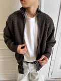New Japanese Retro Men Cardigan Jacket Winter Light Luxury Trendy Turtleneck Knit Zip-up Long Sleeve Sweater Coat Premium Outfit