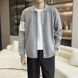 Japanese Retro Men's Cardigan Coats Light Luxury Knitted Lapel Long Sleeve Sweater Jacket Leisure Premium Quality Knitwear M-3XL