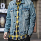 Button Men's Denim Jacket Loose Male Jean Coats Korea Washed In Lowest Price Korean Popular Clothes Designer Clothing Size L Y2k