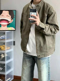 Spring Autumn Vintage Coat American Retro Heavy Washing Canvas High-end Jacket Men's Stand-up Collar Design Casual Jacket Chic