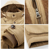 Parka Men Fleece Hooded Men Thick Warm Trench Winter Winter Jacket Coat Military Cargo Jackets Mens Plus Size Velvet Warm Coat