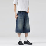 Oversized Baggy Men's Denim Shorts Summer Fashion Retro Casual Loose Wide-leg Calf-length Jeans Harajuku Y2K Streetwear