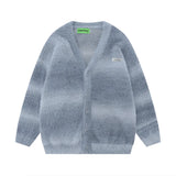 Autumn and Winter Striped Plush Thickened Men's Cardigan V-neck Fashionable Casual Loose Sweater Couple Streetwear Loose Knit