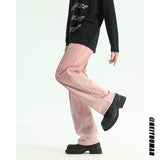 Pink Jeans Men Fashion Retro Black Casual Jeans Men Streetwear Hip-hop Loose Straight Jeans Mens Vintage Denim Trousers