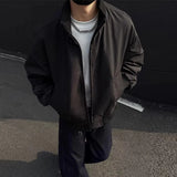 Men's Military Green Flight Jacket Spring Cleanfit American Fashion Cropped Baseball Coats Loose Stand-up Collar Outerwear M-3XL