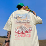 100% Cotton Heavyweight American Fashion Graphic Print Loose Short-sleeved T-shirt Oversized T Shirt for Men Women S-5XL