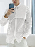Fashion Men Shirt Lapel Long Sleeve Solid Color Streetwear Korean Casual Irregular Shirts Men  Leisure Camisas S-5XL