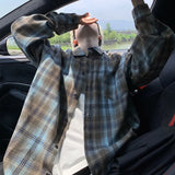 Autumn Long Sleeved Shirt Men Fashion Retro Plaid Shirt Men Japanese Streetwear Hip-hop Loose Casual Shirts For Men Large Sizes