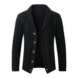 Men's Cardigan Sweater Autumn Winter Thickened Casual Coat Solid Color Long Sleeves Single-breasted Pockets Knitted Sweaters