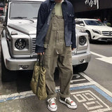 Japanese Retro Loose Work Clothes Overalls Korean Jumpsuit High-end Men's Hip-hop Wide-leg Vintage Suspender Pants