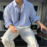 Oversized Men's Niche Striped Shirt, Spring&Autumn Fashion All-Matching Long Sleeve Shirt Coat, Korean Casual Unisex Outdoor