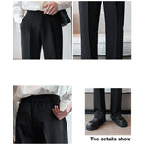 Spring Summer Men Suit Pants Wide Leg Long Drape Trousers Fashion Streetwear Clothing Solid Stretch Waist Oversize Pants Black