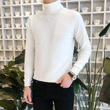 Male High End Fashion Knitted Pullover Sweater Men Half Turtle Neck Winter Woolen Casual Jumper Clothes