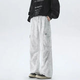 Vintage Tie dye Men's Baggy Denim Trousers White New Streetwear Wide Leg Loose Denim Pants Fashion Straight Gargo Pants