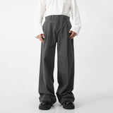 Spring Summer New Korean Men's Casual Pants Trendy Solid Color Loose Straight Wide Leg Trousers Pocket