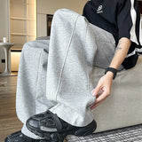Men Spring Casual Sweatpants Elastic Waist Straight Wide Leg Joggers Plus Size Solid Color Minimalist Patchwork Comfort Pants