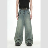 Spring and Autumn Men and Women Street Straight Tube Washed Jeans Couple American Loose Personality Retro Harajuku Casual Pants