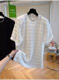 Light Luxury High-end Niche Texture T-shirt Men's Summer Handsome Short-sleeved Loose Fashionable Casual Bubble Yarn Top Chic