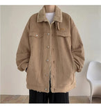 New American Fleece-lined Men Padded Jackets Luxury Harajuku Long Sleeve Streetwear Winter Trendy Chic Turn-down Collar Coats