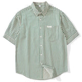 Elegant Fashion Harajuku Slim Fit Ropa Hombre Loose Casual Sport All Match Tops Square Neck Button Pockets Short Sleeve Blusa