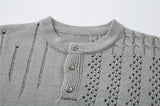 Mens Hollow Knit Polo Shirts Streetwear Vintage Argyle Tees Tops Men Oversized Harajuku Summer New Casual Short Sleeve T-Shirts