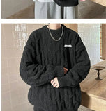 Autumn and winter high street men and women Korean style trend lazy style round neck sweater couple loose retro casual knitted