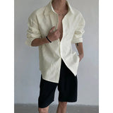 Spring Long Sleeved Shirt Men Fashion Society Mens Black Dress Shirt Korean Loose Casual Shirt Mens White Shirts M-3XL