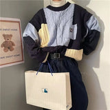 Autumn and winter street fashion Korean style personalized round neck sweater for couples loose retro Harajuku casual top y2k
