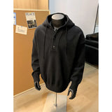 Mens Knitted Hooded Sweaters Solid Color cardigan Casual Pullover Autumn Comfortable Buttons V-neck Loose Lazy Sweater 4 Colors