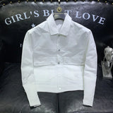 Men Jackets Pure Color Cropped Japanese Style Pockets Simple All-match Workout Advanced Lapel Harajuku Single Breasted Vitality