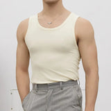 Men's Simple Solid Color Sleeveless Sports Vest Slim Elastic Quick-Drying Breathable Fashion Trend Summer New Men Gym Tops