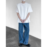 Summer T Shirt Men Fashion Black White Casual Short Sleeved T-shirt Men Streetwear Korean Loose Shoulder Pad T Shirt Mens Top