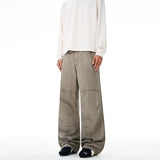100% Cotton Autumn Men's Loose Trousers Oversized Fashion Spliced Hip Hop Streetwear Wide Legs Baggy Cargo Trousers