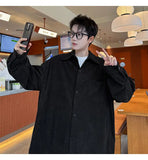 2025 Autumn Winter New Mens Long Sleeve Casual Corduroy Shirt Square Collar Loose Fit Classic Fashion Trendy Outdoor Comfort