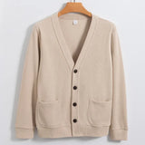 New Knitted Sweater Cardigan Men Autumn Solid Casual Man Clothes Korean Fashion 80% Cotton V-Neck Collar Sweater Men