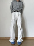 Men's Patchwork style cargo Denim Pants Washed Male Jeans Straight Casual Men wear Loose Wide Leg Trousers Pocket design