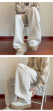 Black Casual Pants Men Fashion Oversized Wide Leg Pants Men Streetwear Hip-hop Loose Pleated Pants Mens White Trousers