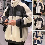 Unisex Lamb Wool Teddy Coat Men Women Cashmere Fleece Jacket Teen Couple Warm Clothing Boy Girls Varsity Techwear Spring