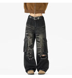 Ripped Camo Jeans Men 2025 New Loose Straight Leg Denim Pants Outdoor Hiking Trousers Casual Comfort Street Style Fashion