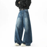 Mens Loose Wide Leg Jeans High Street Patchwork Vintage American Trendy Urban Fashion Hip Hop Oversized Trousers Streetwear