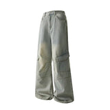 Men's Baggy Denim Trousers New Streetwear Wide Leg Loose Denim Pants Fashion Distressed Straight Pants