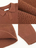 Knitted Sweater Men Old Money Oversize Casual Pullovers for Man Autumn Winter Khaki Polo Tops Male Streetwear Korean