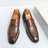 Ripe young men's simple genuine leather loafers elegant business fashion black formal luxury one foot casual office shoes